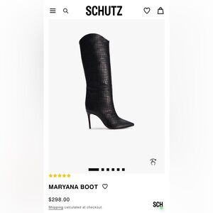 EUC SCHUTZ Maryana Black Crocodile Embossed Heeled Boots 8.5